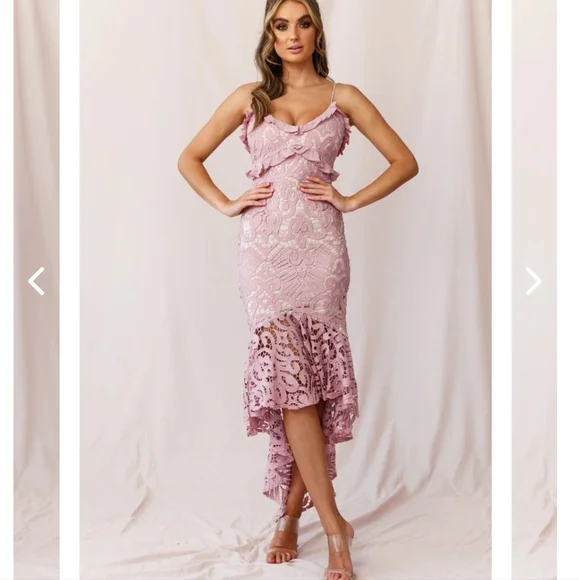 Selfie Leslie NWT blue mermaid dress lace overlay US large - Picture 7 of 7